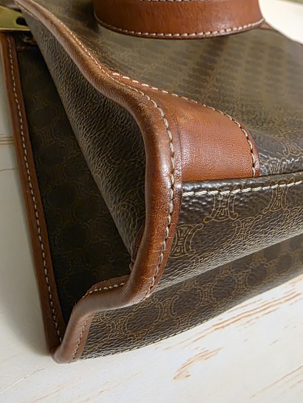 Celine | Brown Macadam Top Handle Handbag - Picture 8 of 14